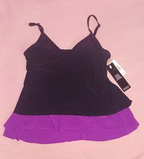 Magicsuit Women Swimwear Top Size 12  Underwire Tankini Black Amethyst Light Pad