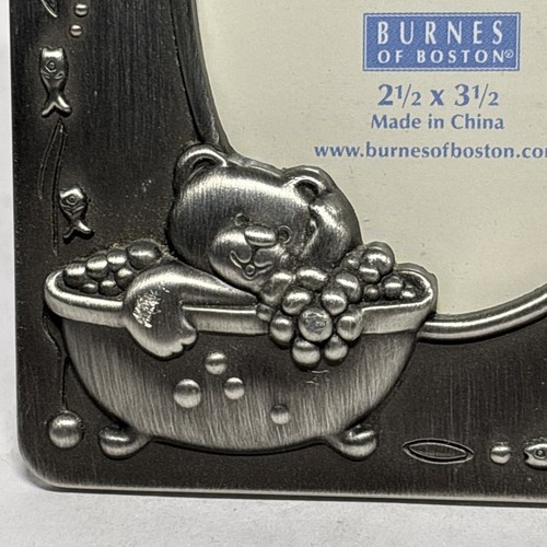 Burnes of Boston ~ PEWTER Picture FRAME ~ Baby Bear Bubble Bath Time | eBay