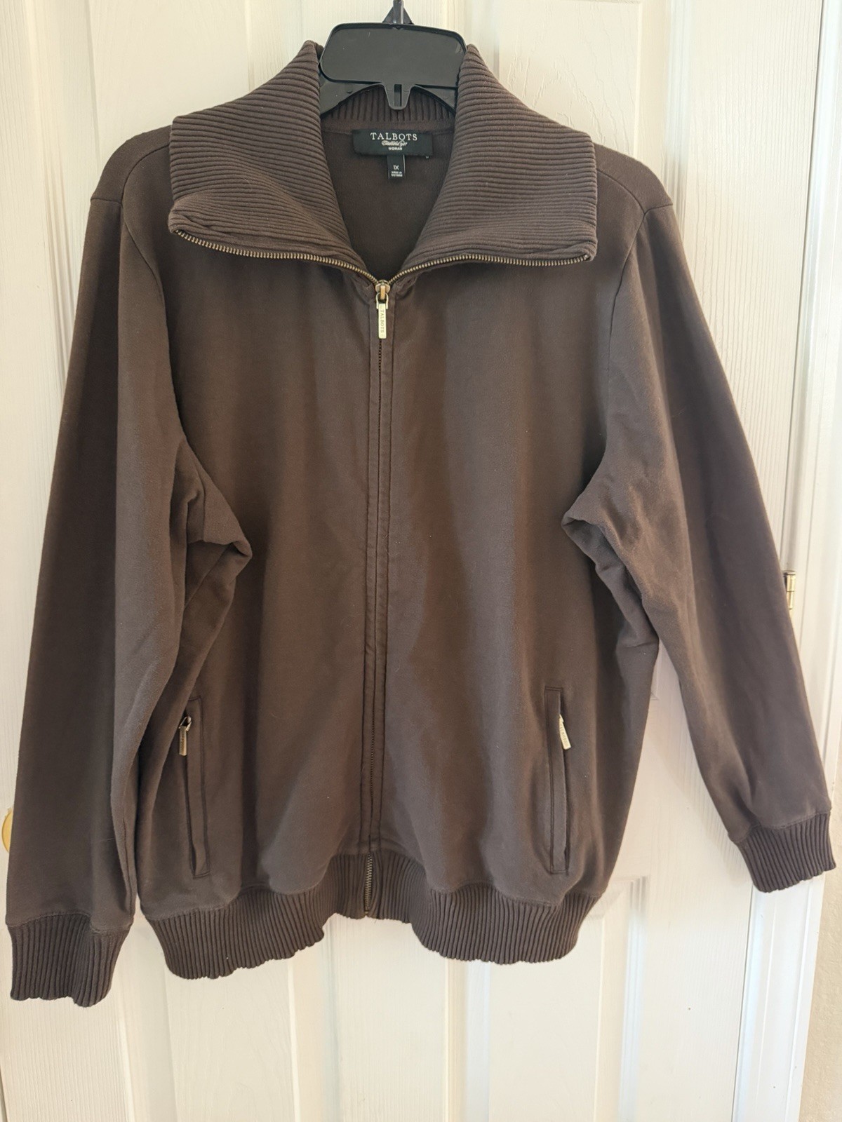 Talbots Solid Brown Full Zip Active Sweatshirt Ja… - image 1