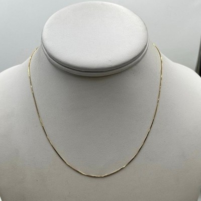 18 Karat massives Gelbgold feine Box Kette Halskette Damen 1,07 Gramm Länge 16 Zoll
