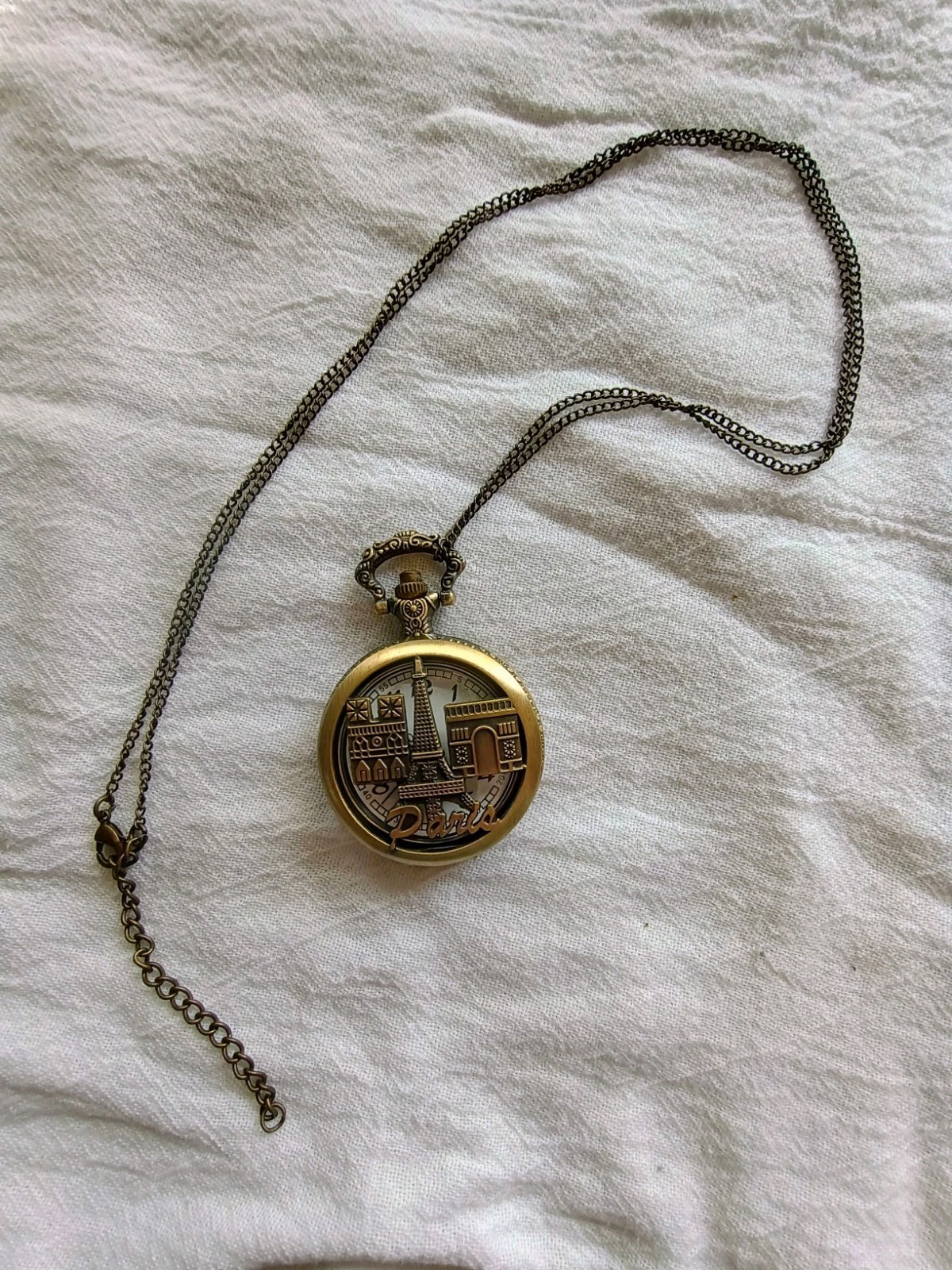 Brass Pocket Watch Fob with Intricate Parisian Design