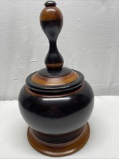Vintage Hand Turned Wooden Lidded Box Trinket Pot Keepsake Storage Rustic Decor