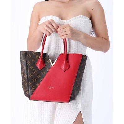 Louis Vuitton Monogram Kimono MM Brown Red Tote Bag Canvas