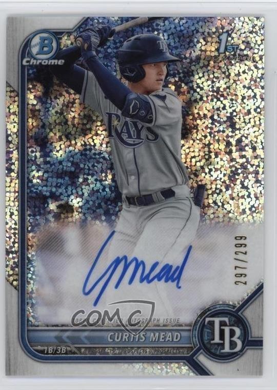 2022 Bowman Chrome Prospect Speckle Refractor /299 Curtis Mead #CPA-CM Auto 1o1b
