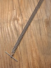 Vintage Albert Chain T Bar 925 Sterling Silver 18.5 inch Necklace