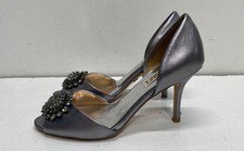 Badgley Mischka Crystal Embellished D'Orsay Peep Toe Pumps Silver Size 7M