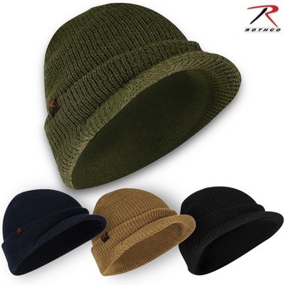 Rothco 100% Wool Double Layer Visor Watch Cap With Brim & Tag (Choose Color)