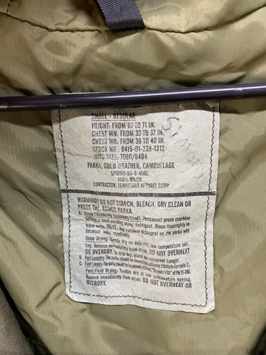 US MILITARY ECWCS COLD WEATHER WOODLAND CAMO PARKA - Small Regular - Picture 5 of 8