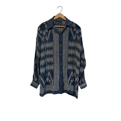 Linda Allard Ellen Tracy 100% Silk Button Down Blouse Size 8 Women s Western