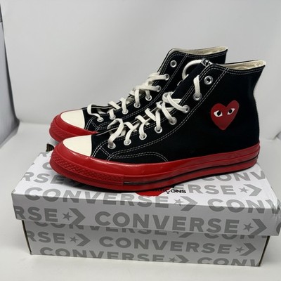 MENS 12 CONVERSE X COMME DES GARCONS PLAY ALL STAR CHUCK '70 HI RED SOLE BLACK