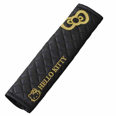 SEIWA Car Supplies Seat Belt Pad Hello Kitty B&G Car Goods Black Gold Japan New