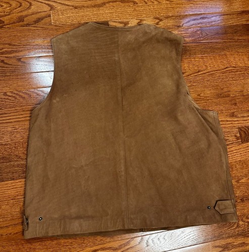 Orvis 100% Leder Wildleder Weste Jacke Herren 2XL braun Taschen Safari Outdoor Jagd - Bild 5 von 7