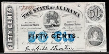 1863 Confederate States of America Alabama 50¢ Cents Note Crisp UNC Radar #77577