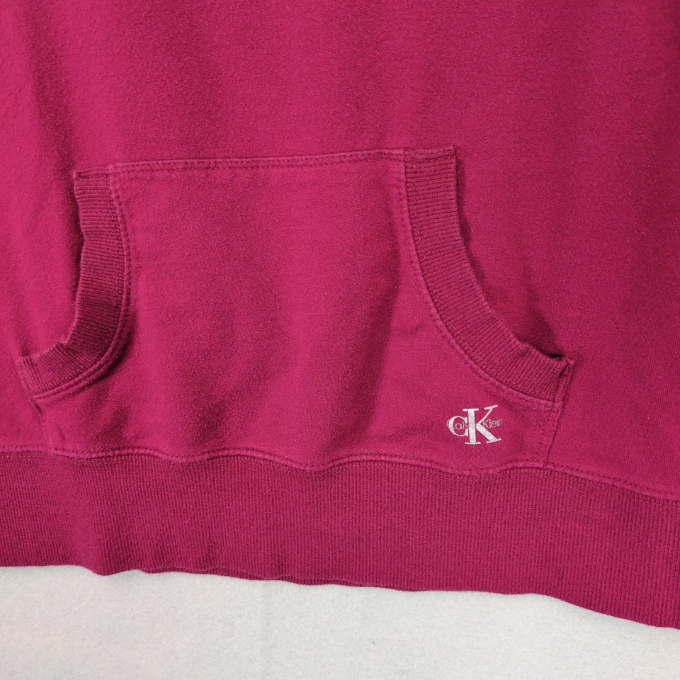 De Colección Y2K Calvin Klein Para Mujer XL Rojo Borgoña 1/4 Cremallera Pullover Sudadera con Capucha Suave Deportiva Foto 4 de 4