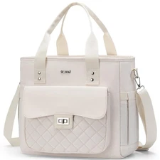 Large Beige Insulated Leakproof Cooler Lunch Bag for Women Adults Loncheras