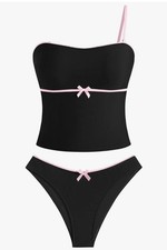 Sz L ZAFUL Tankini Swimsuits for Women Bow Tie Side Bathing Suits Tummy Control