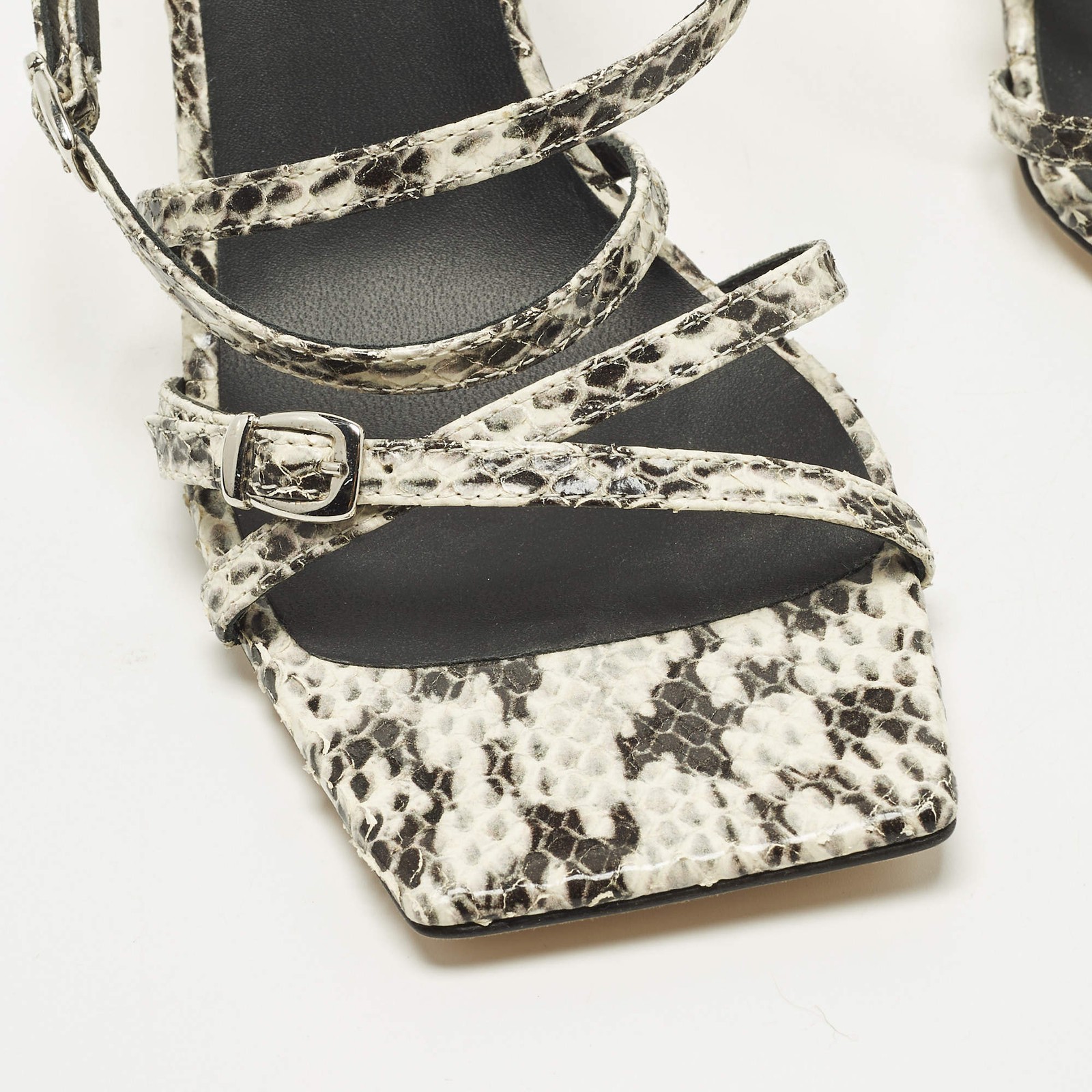 Giuseppe Zanotti Size 38 BlackWhite Python Emboss… - image 7