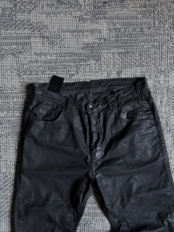 Rick Owens DRKSHDW Torrence Cropped Waxed Jeans Black Size 28 - Image 3 of 4