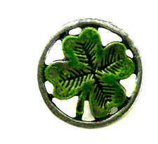 4 leaf clover pin vintage lucky Irish "good luck" collectible biker vest jewelry