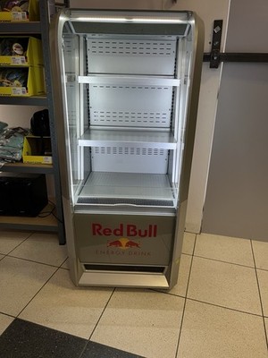 Red Bull Getränkekühlschrank / Displaykühlschrank mit Alu Rollo Glas Seiten
