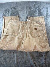 Carhartt B11 Dungaree Fit Washed Duck Canvas Work Pants 34x30 CML Tan Carpenter