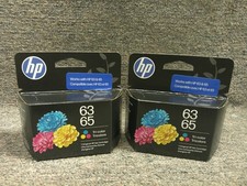 B7RT2AN New Genuine 2 pack HP 63 / 65 Tri-color Ink Cartridges 12/2027