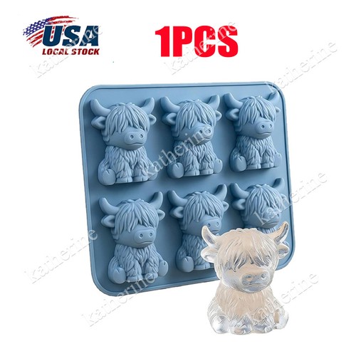 1-3x Mini stampo per cubetti di ghiaccio mucca delle Highlands, simpatico vassoio per cubetti di ghiaccio in silicone per mucca delle Highlands - Foto 13 di 16