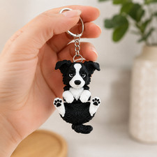 Articulated Border Collie Dog Keychain Cute 3D Printed Gift for Dog Lovers USA