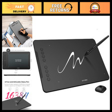 10x6 Inch Drawing Tablet with 16384 Pressure Levels, Battery-Free Stylus, 8 Hotk