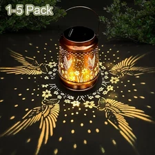 Hummingbird Flower Solar Lanterns Outdoor Waterproof Hanging Garden Decor Lights
