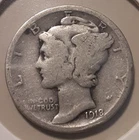 1918-D Mercury Dime 10c Denver Mint 90% Silver US coin (#250-12920/RBF) rotation
