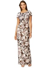 Adrianna Papell Metallic Floral Column Gown - Size 2 NWT