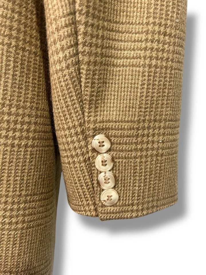Blazer Vintage Country Shop Marrom tamanho 12 Lã Alpaca Xadrez Preppy Academia - Imagem 4 de 4