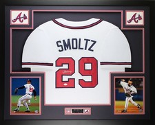 John Smoltz Autographed & Framed White Braves Jersey Auto JSA COA