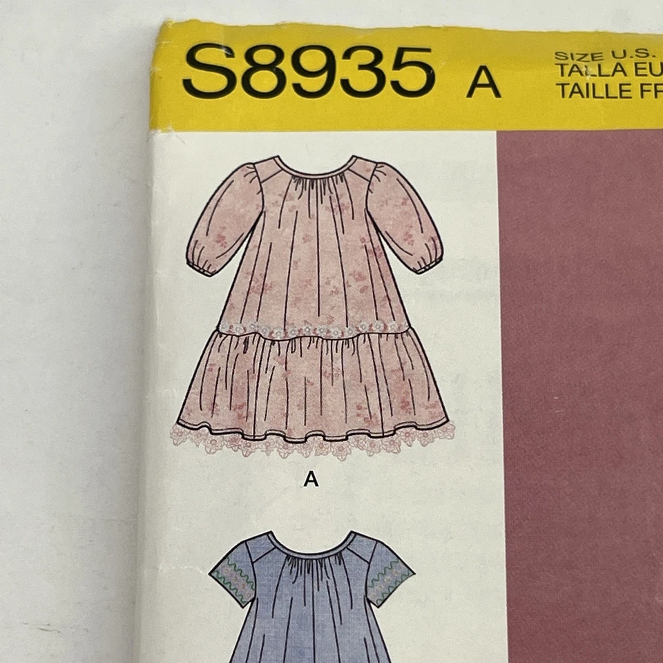 SIMPLICITY #S8935 - GIRLS ( 4 STYLE ) BOHO DRESS w/LG. POCKETS PATTERN 3-8 FF - Image 2 of 4
