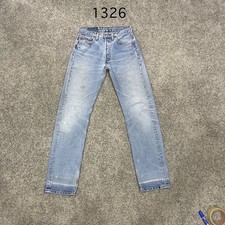 Vintage 90 USA Levi 501 Jeans Actual 28x31 Light Wash Blue Distressed Repaired