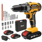 21V Cordless Drill Set with 2Ah Battery & Keyless Chuck - 2-Speed Power Tool