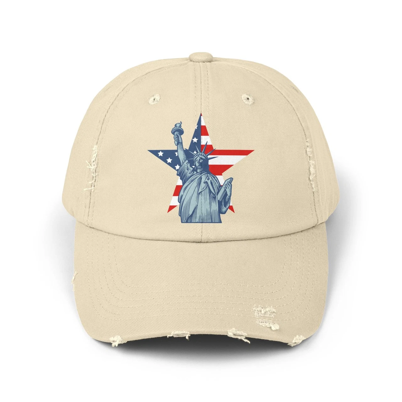 Liberty Star Distressed Cap — Statue of Liberty American Flag Patriotic NYC New