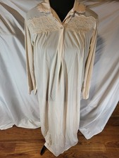 Vintage Philmaid Nylon Long Sleeve Pale Pink Size Small Lace Modest Nightgown