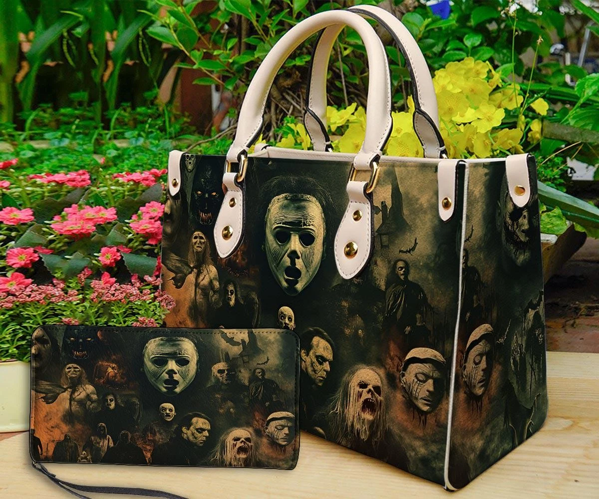 Personalized Horror Halloween Leather Handbag, Horror Leather Bag,