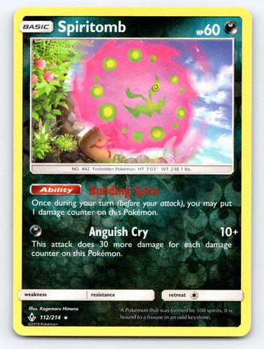 Spiritomb 112/214 Rare Unbroken Bonds Pokemon Reverse Holo MP