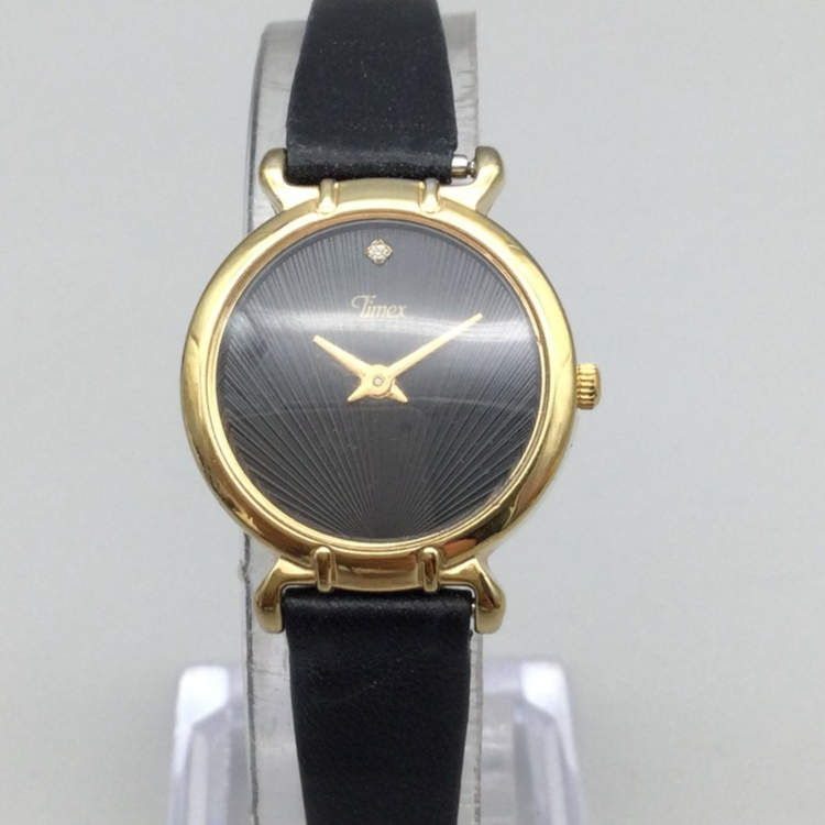 Vintage Timex expedition ladies gold tone black leather watch NEW BATTERY Timex Leather Band Wristwatches for Women for sale | eBay main image 4