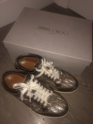 jimmy choo rose gold trainers