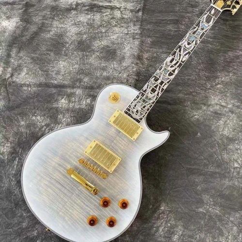 Hochwertiges neues Mahagoni Griffbrett 6 Saiten transparent weiß E-Gitarre - Bild 1 von 5