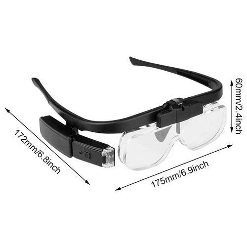 LED Juwelier Vergrößerungsbrille Stirnbandlupe beleuchtetes Visier mit 3 Gläsern - Bild 11 von 12