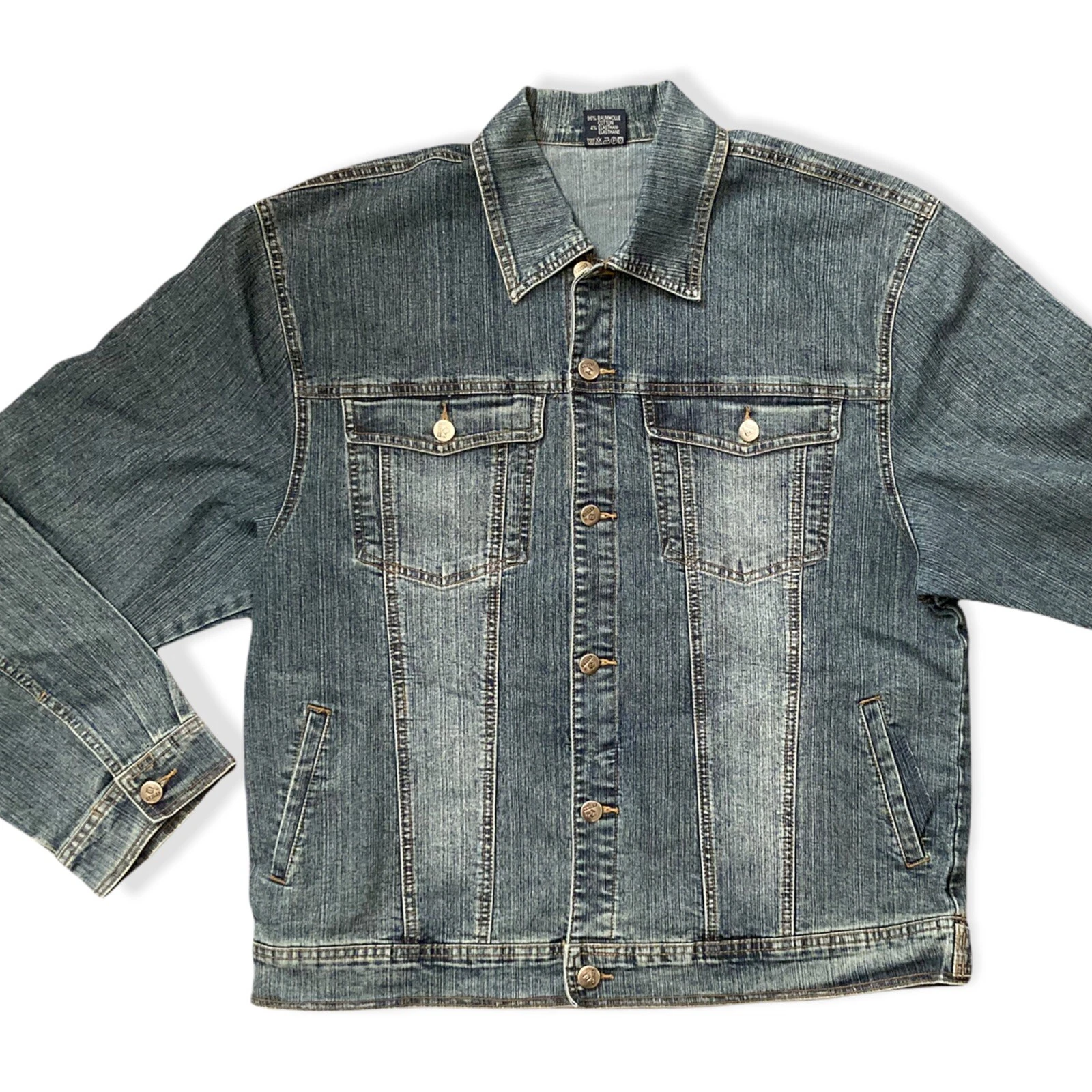 Vintage Blue Denim Jacket Mens Large L/XL 44” 46” 96% Cotton ASIDA Womens 18 20