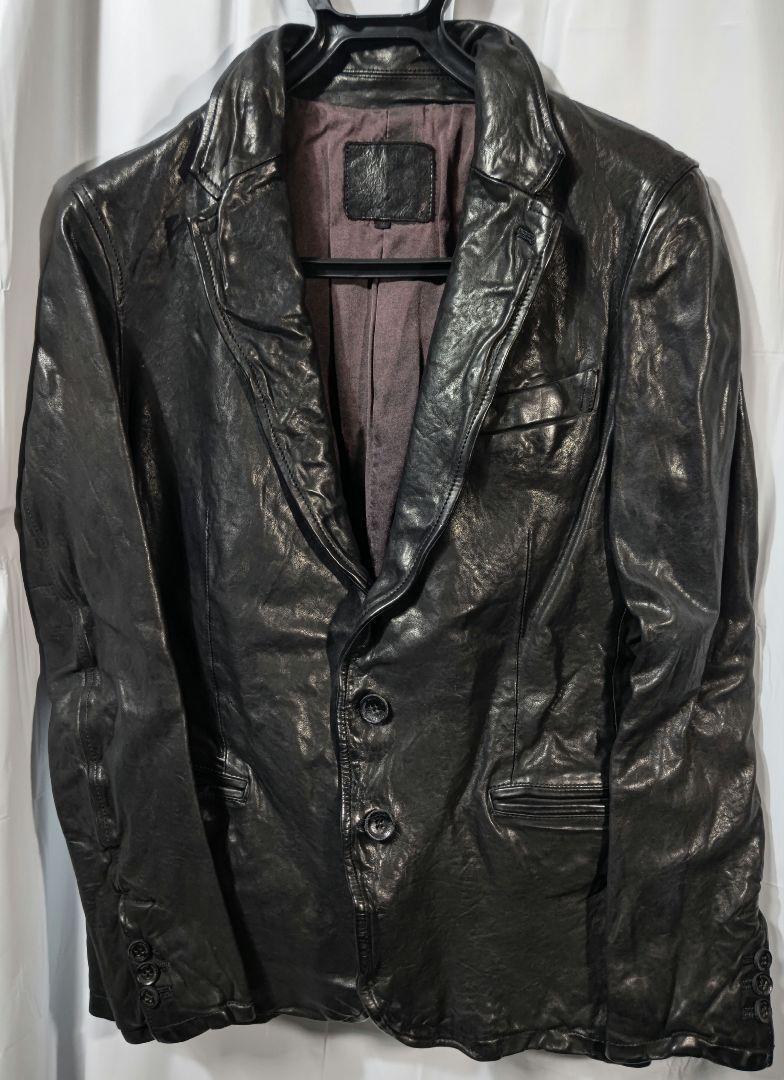 Italian Calf Leather Jacket with Tiger Eye Details