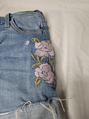HOLLISTER High-Rise Midi Shorts Cuffed Jean Shorts w/Embroidery Floral Sz 0/24 - Picture 3 of 6