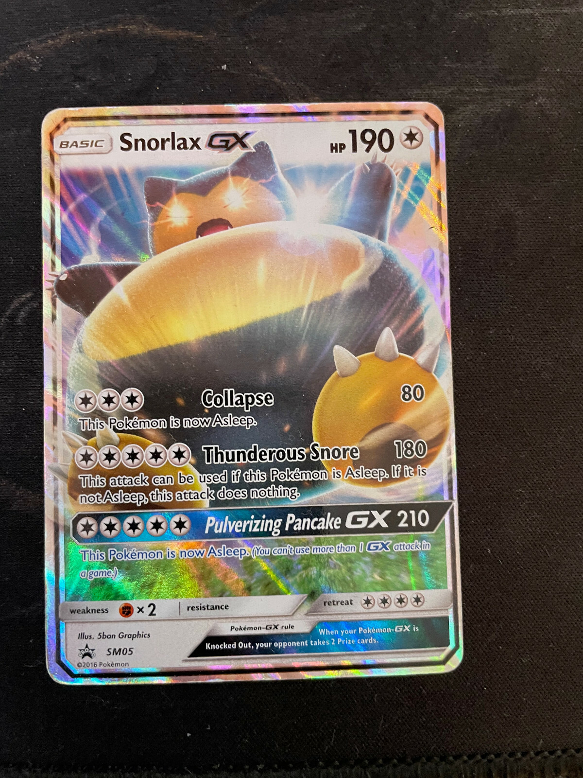 Snorlax GX SM05 Black Star Promo Pokemon Card + Sleeve & Toploader FREE Shipping
