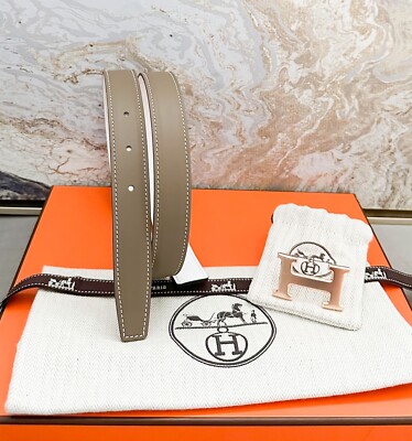 Hermes Swift Epsom 24mm Rose Gold H Reversible Leather Belt | eBay